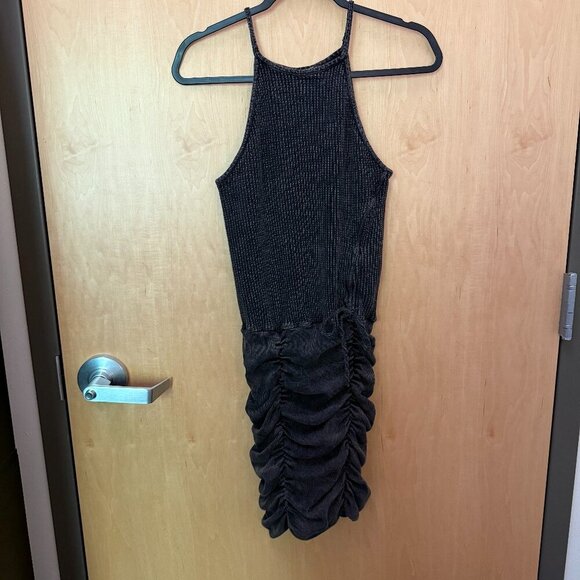 Urban Outfitters Out From Under ruched halter mini dress black womens XS - Picture 1 of 5